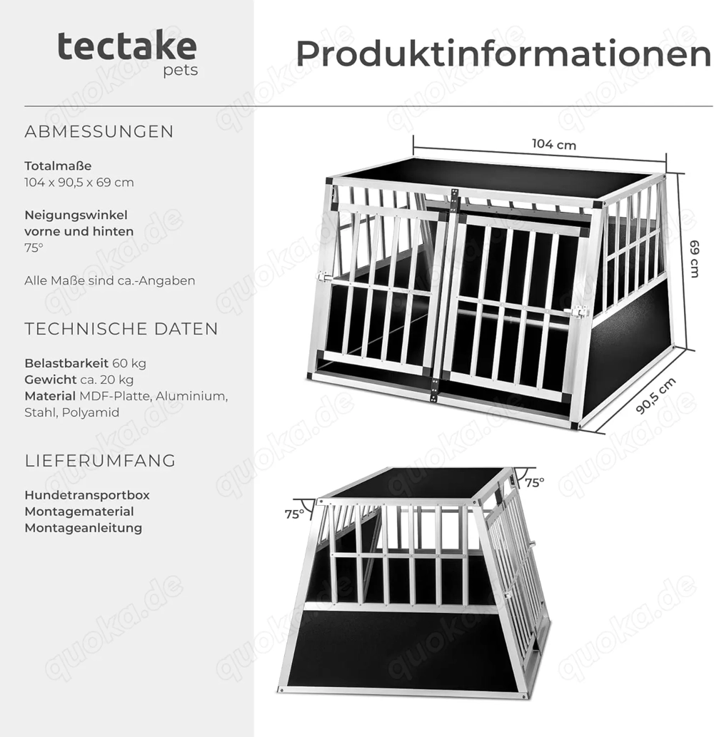 Verkaufe: Wie neu   TecTake Aluminium Doppel-Hundetransportbox (Trapezform) Verkaufe: Wie neu   TecTake Aluminium Doppel-Hundetransportbox (Trapezform)