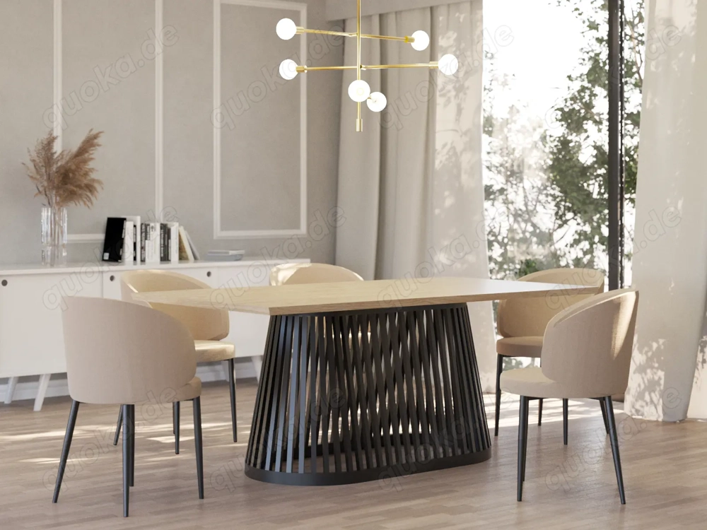 Handgemachter Esstisch aus Eiche & Metall   individuell nach Maß. FINNO - 180x90cm