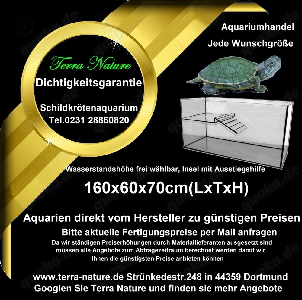 Schildkröten Aquarium 160x60x70cm mit Insel Aquarien