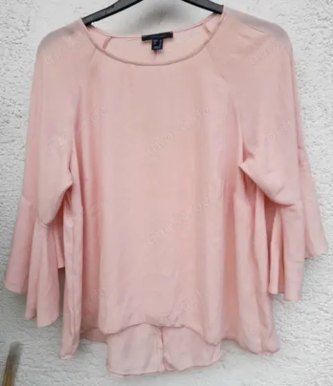  Süße Shirt-Bluse Gr. 46-48 rose mit weiten Trompetenärmeln