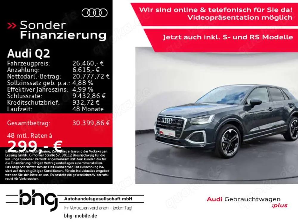Audi Q2 30 TSFI advanced AHK Navi connect sound LED G