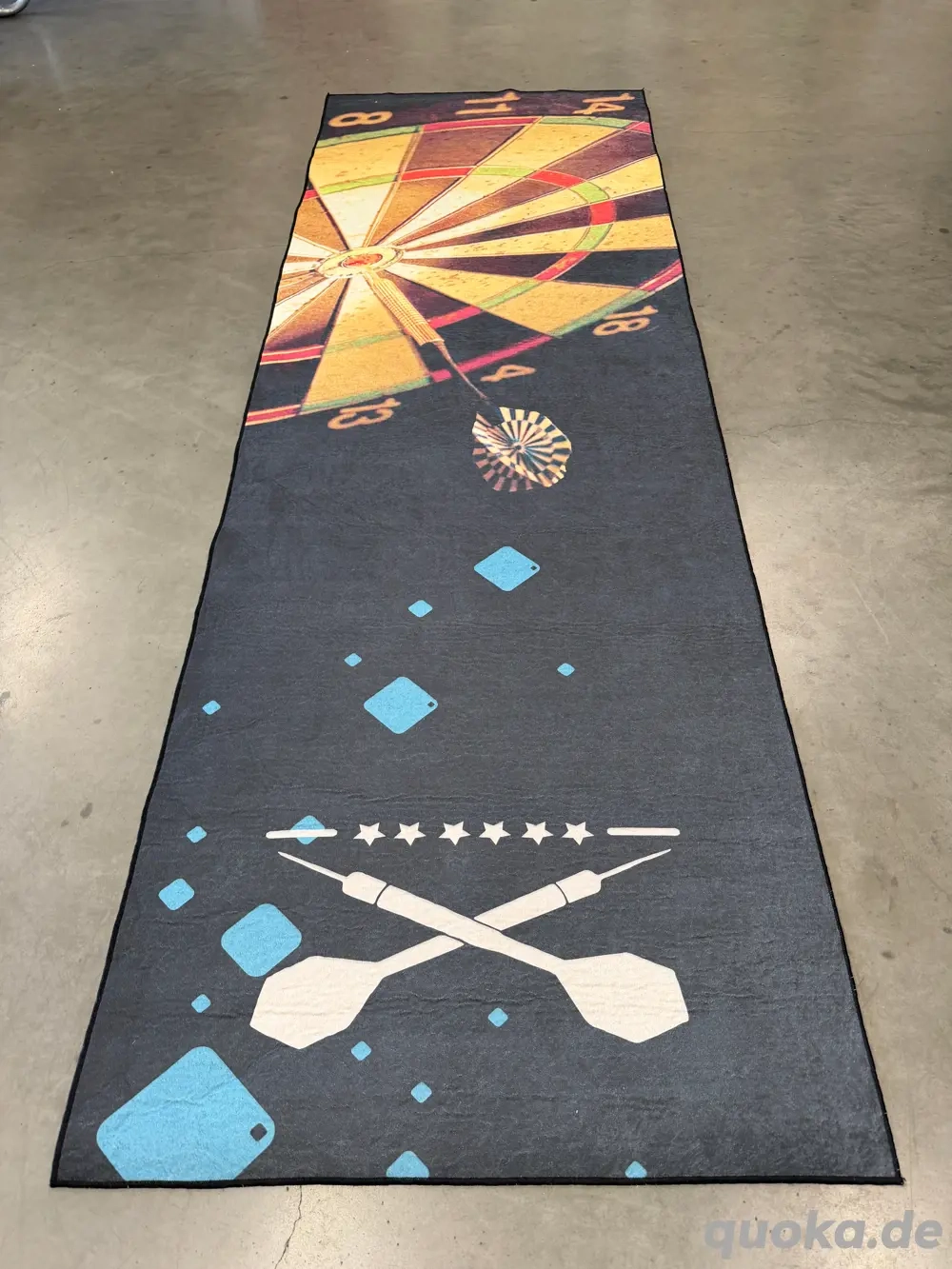 Dartmatte 100x285 cm   Mit Dartscheiben-Aufdruck & Abwurflinie   B-Ware