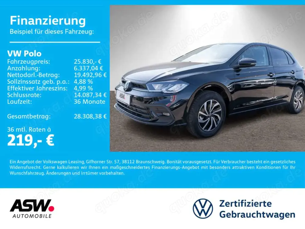 Volkswagen Polo Life 1.0 TSI DSG LED RFK VC SHZ PDC v/h Alu
