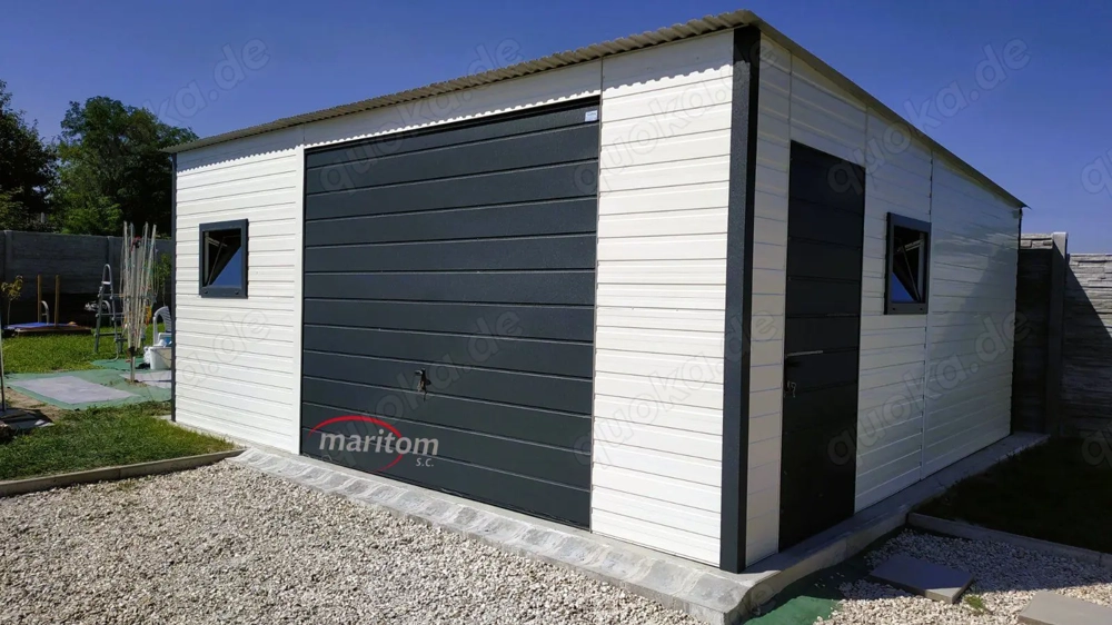   Blechgarage Premium Autogarage mit Abstellraum 