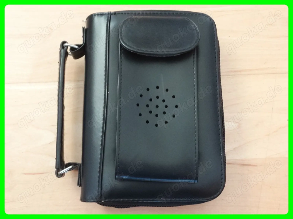 Organizer Leder-Optik schwarz Handyfach Tragegriff Geldbeutel Notizen Timer Zweigeteilt