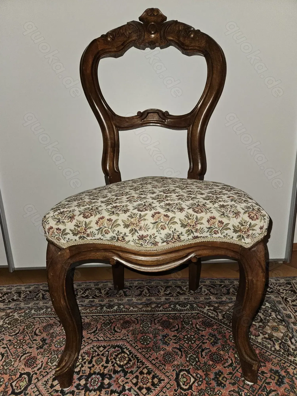 Antik! Stabiler, massiver Barock Stuhl mit Schnitzereien, gepolstert, um 1880, TOP!