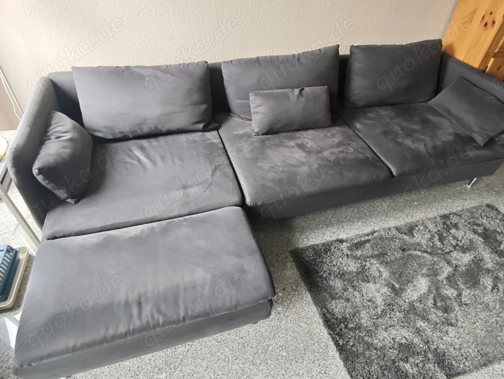 Ikea SÖDERHAMN 4er-Sofa, mit Récamiere , dunkelgrau