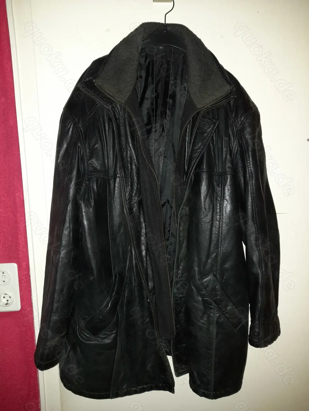 Schwarze Herren-Lederjacke in Größe 60