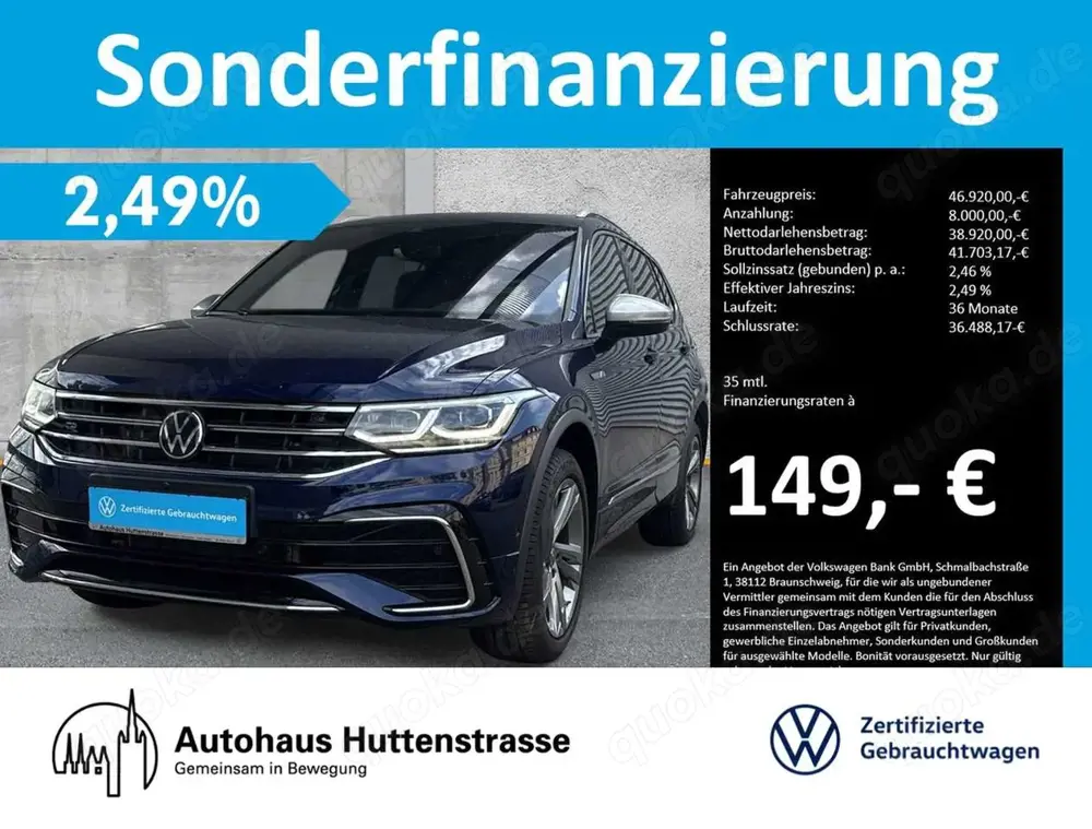 Volkswagen Tiguan Allspace 2.0 TDI DSG 4M R-Line UPE74 LEDER PANO STANDHZG