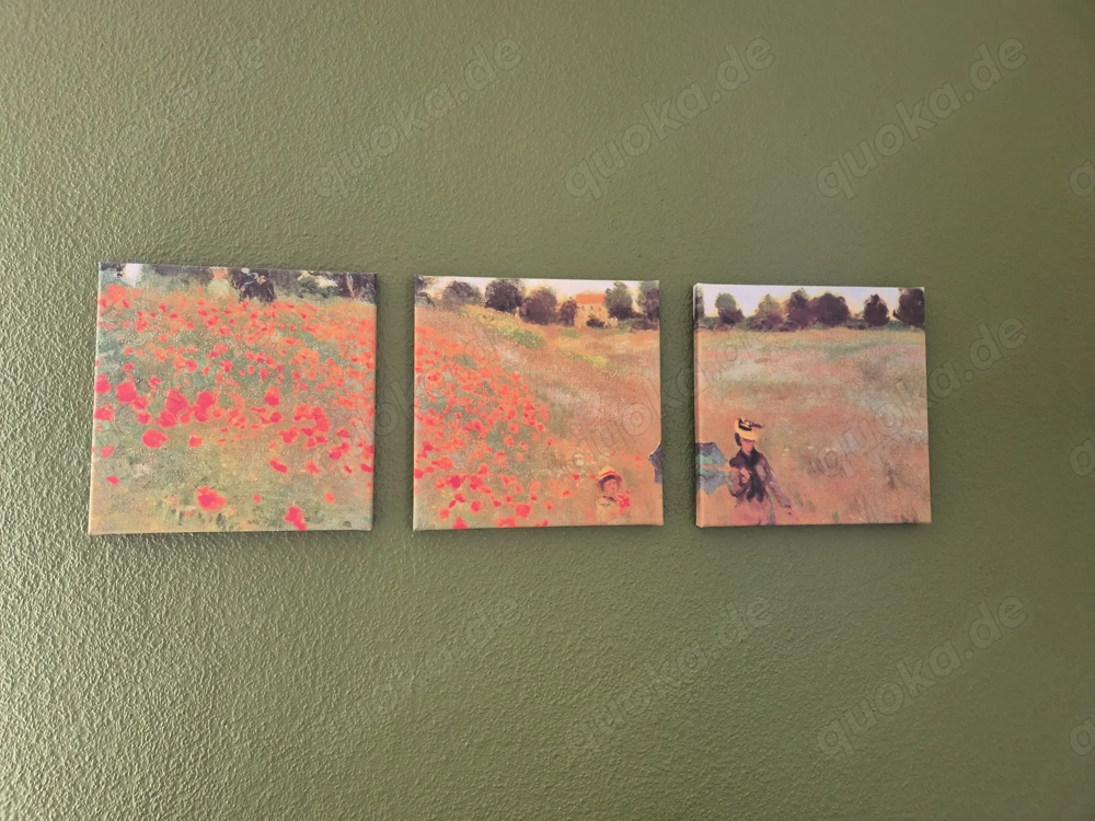 3-Bilder-Set Motiv  von Claude Monet, Leinwand