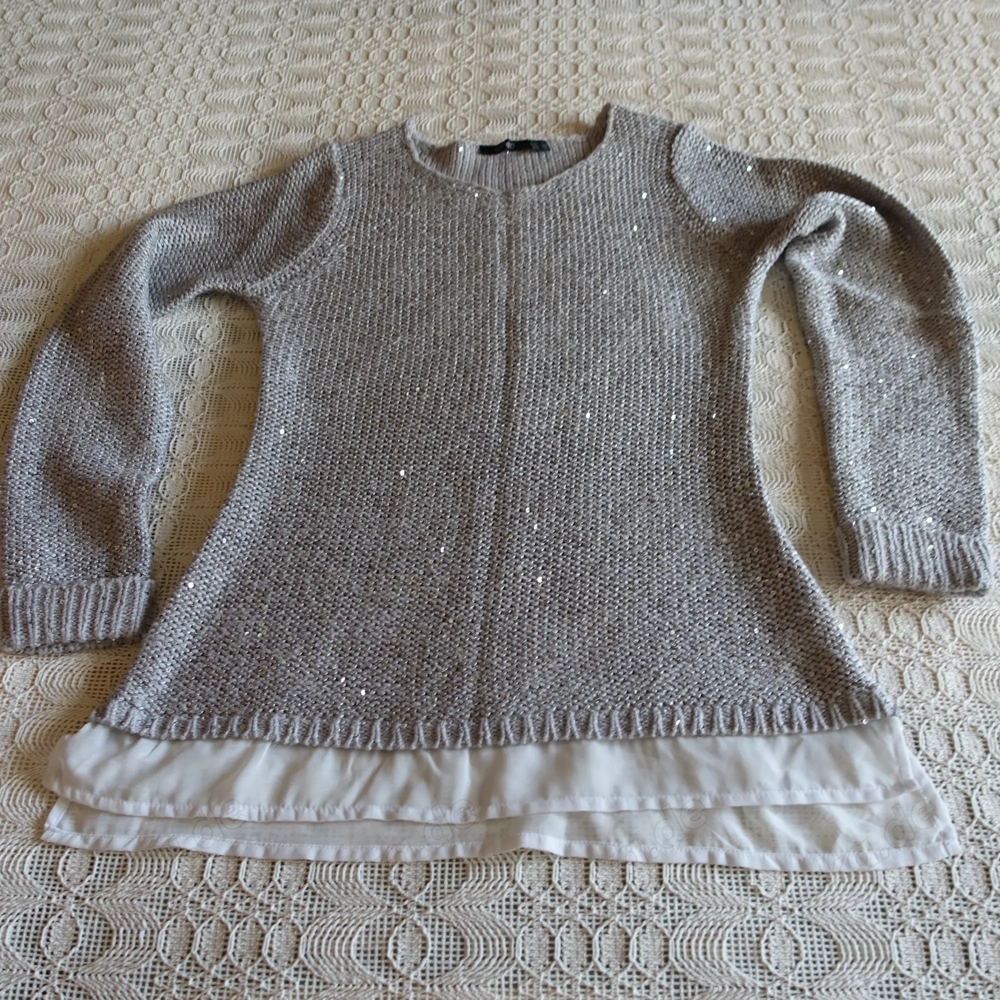 Damen - Strick - Pullover mit Glitzereffekt, Gr. S bzw. ca. Gr. 36, Esmara, grau