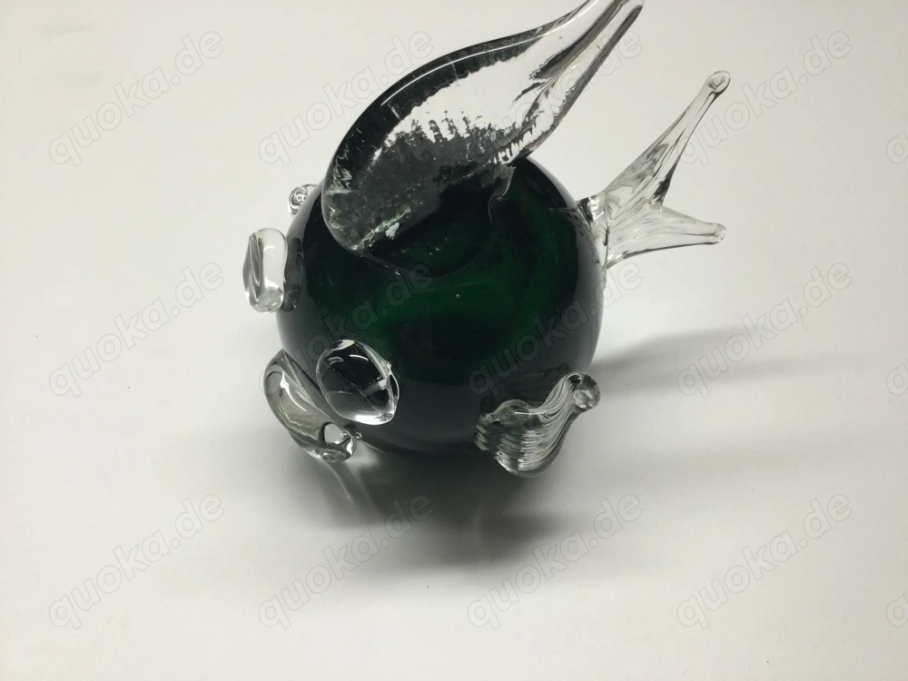 Murano Glas Kunst Figur Fisch Grün 