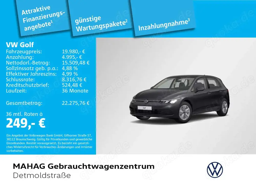 Volkswagen Golf VIII Life 1,0 TSI LED Navi ParkPilot Appcon