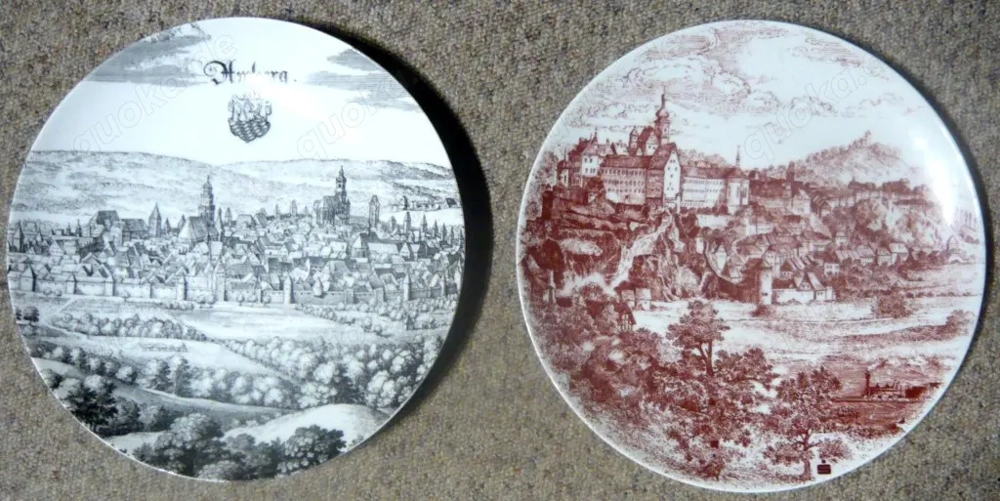 2 Große Porzellan Wandteller Stadt Amberg Sulzbach-Rosenberg TOP