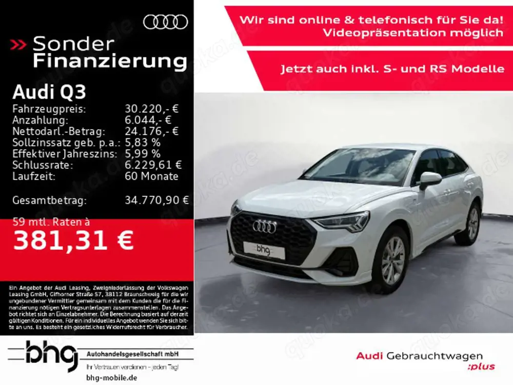 Audi Q3 45 TFSIe Sportback S tronic S line Kamera