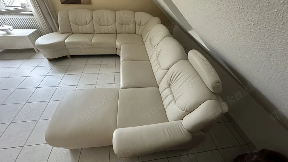 Wohnlandschaft   Couch   Sofa Echtleder weiß beige zu verkaufen 