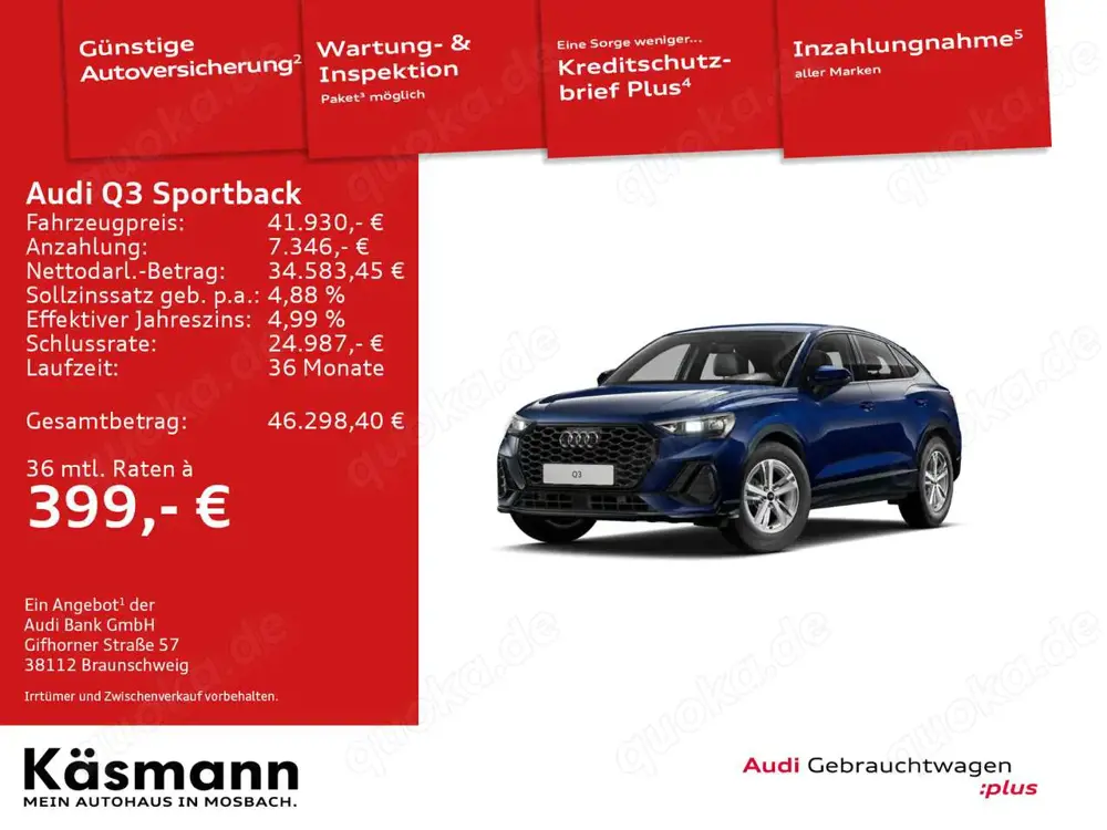 Audi Q3 35TFSI NAV KAM ACC AHK VIRT PDC