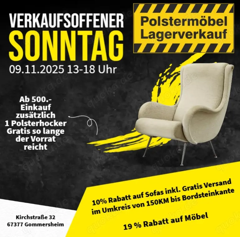Verkaufsoffener Sonntag Sofa Couch Esstisch Stühle Lagerverkauf Fabrikverkauf