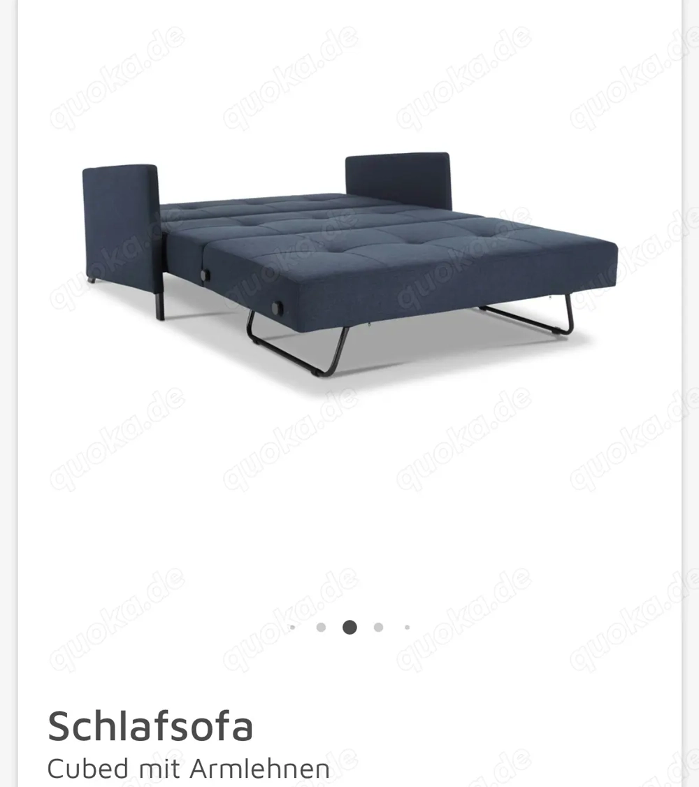 Hochwertiges Schlafsofa Cubed mit Armlehnen 140cm breit