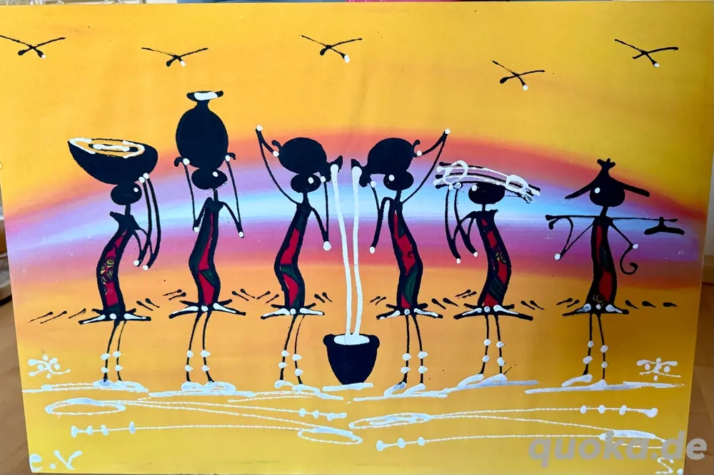 Landestyp. Gemälde orig. Kapverden Cabo Verde Bild handpaint gelb rot Kunst