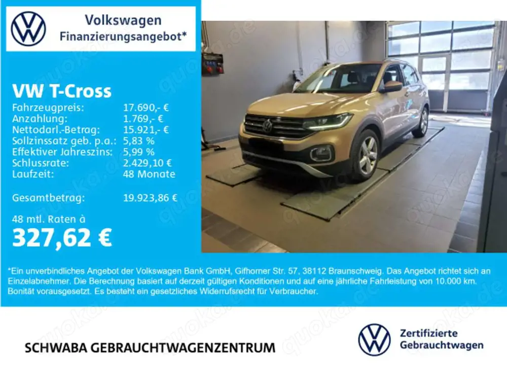 Volkswagen T-Cross Style 1.0 TSI DSG *ACC*LED*FRONT*SPUR*17