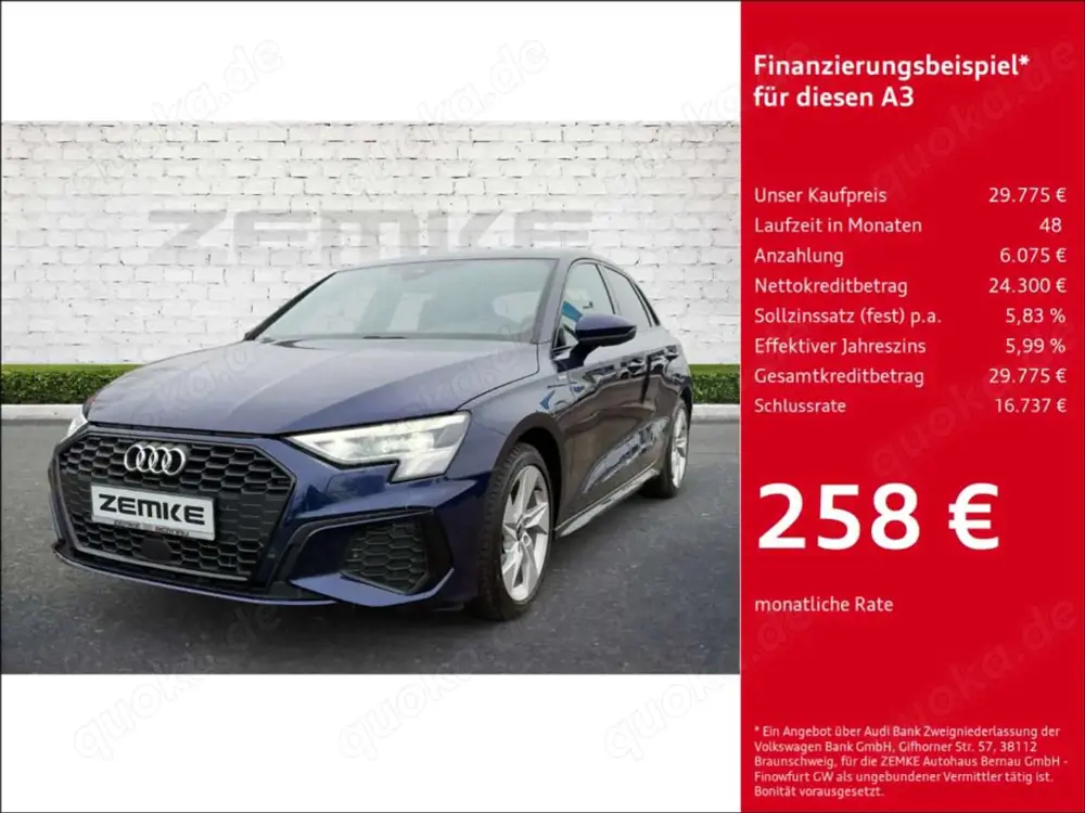 Audi A3 Sportback 35 TFSI S line Stronic Navi digitales Co