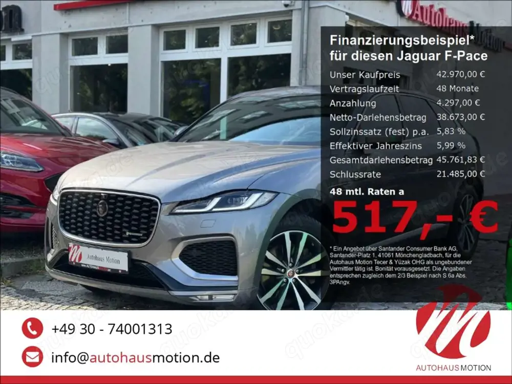 Jaguar F-Pace R-Dynamic SE AWD D300 Pano Navi Kamera LED Mild-Hy