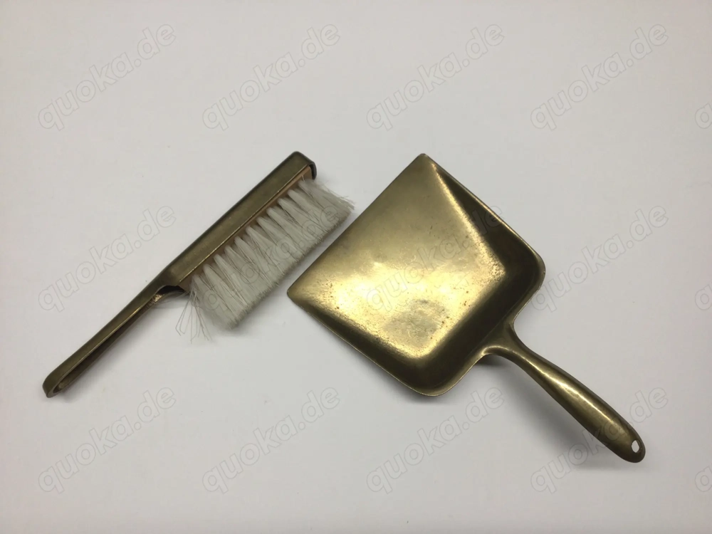 Messing Kehrset Tischbesen Blech Vintage
