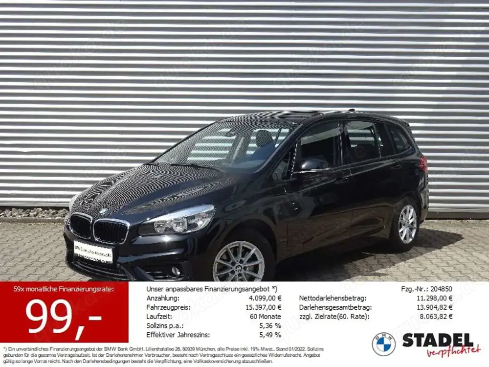 BMW 218 i Gran Tourer Advantage HiFi AHK Parkassi SH