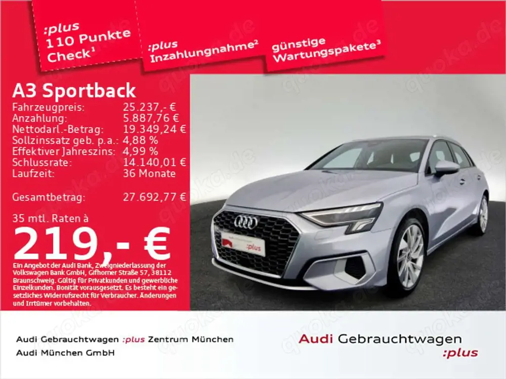 Audi A3 35 TDI S tronic advanced Virtual/Na