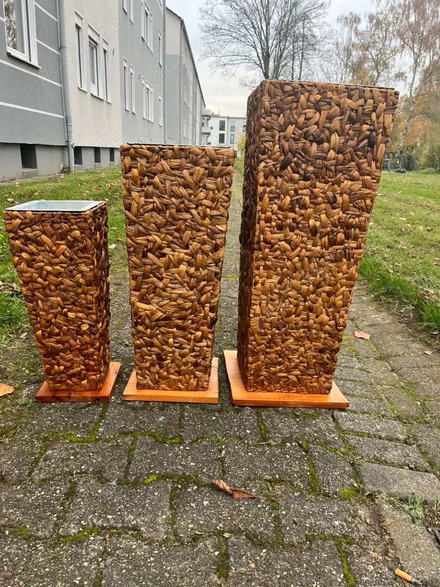 3 Rattan-Blumentöpfe