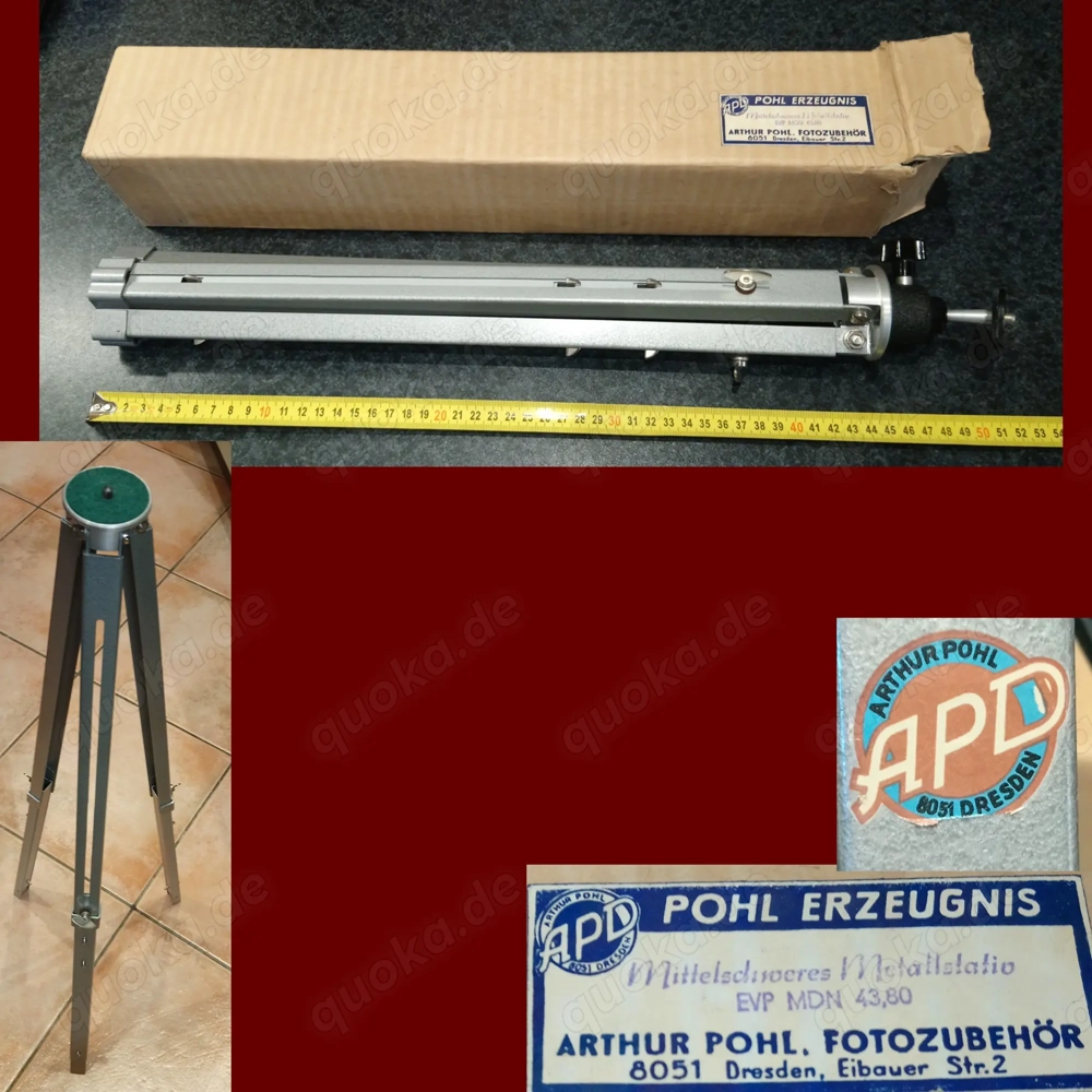 APD Kamera Stativ Tripod Dreibein Arthur Pohl Dresden,H 78,5 cm
