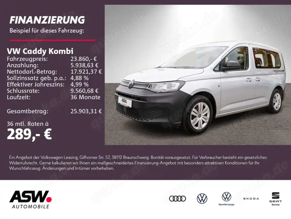Volkswagen Caddy Caddy Kombi 2.0TDI Navi ACC PDC SHZ Standheizung