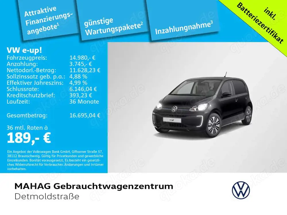 Volkswagen e-up! Style "Plus" CCS Maps+More Klima Sitzhz 1-