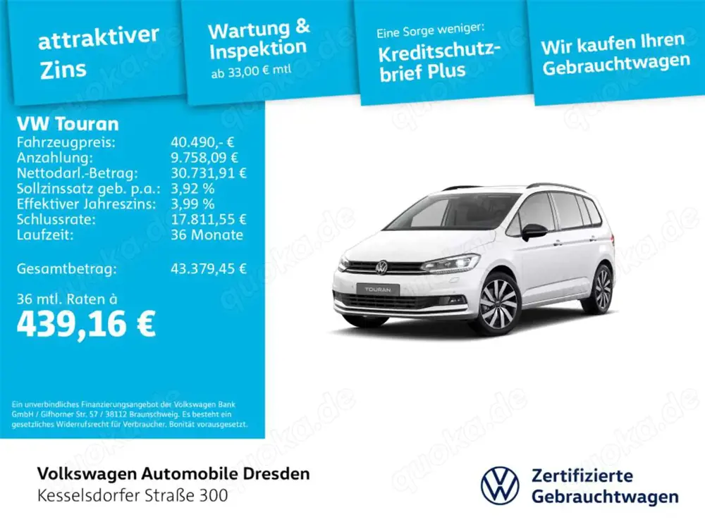 Volkswagen Touran 1.5 TSI DSG Highline AHZV ACC LED Navi