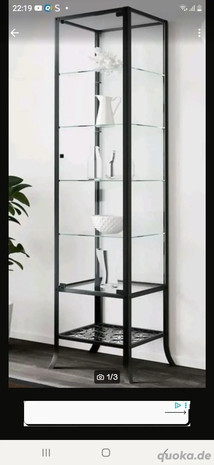 schwarze, metall,  Glas, Glasvitrine ,Vitrine super schön 