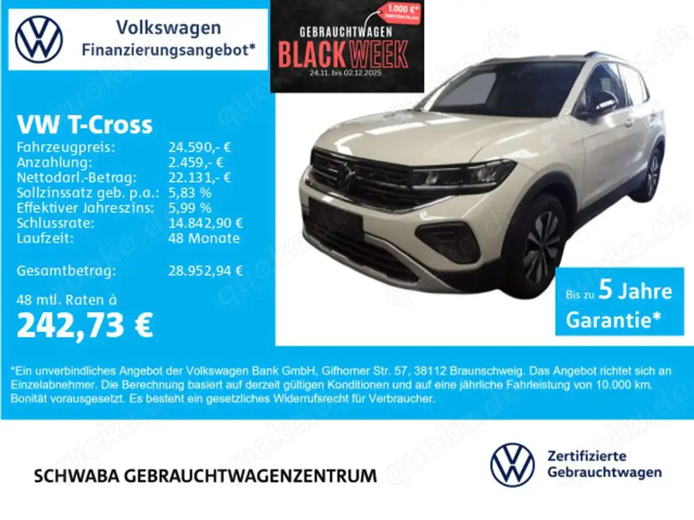 Volkswagen T-Cross Goal 1.0TSI LED*VIRTUAL*AHK*ACC*LANE*16"