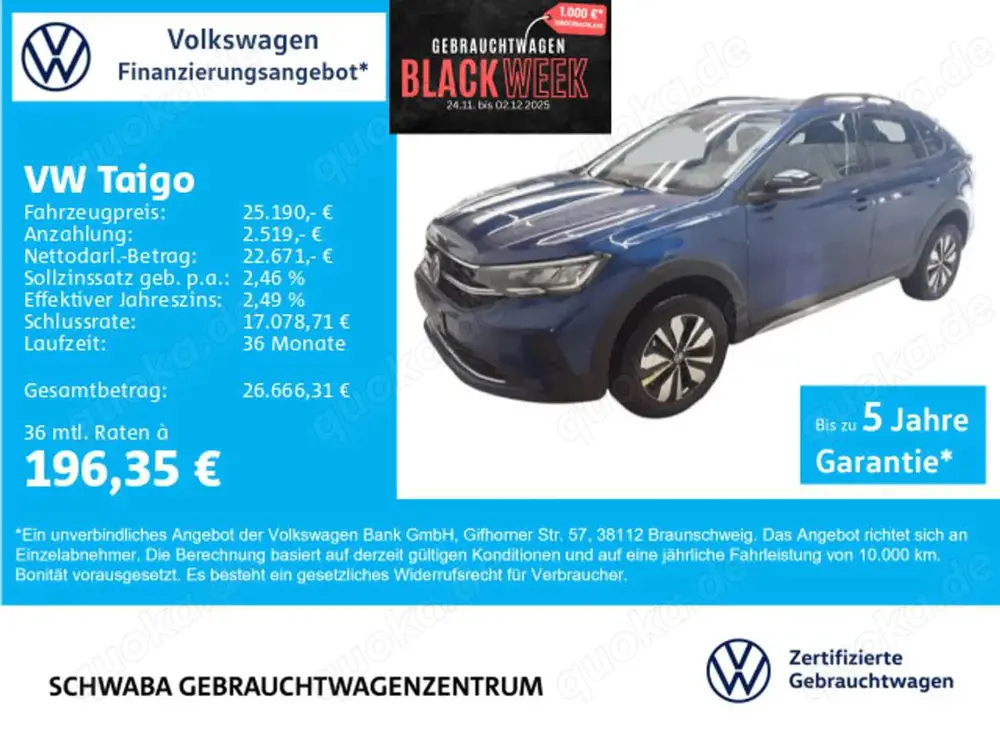 Volkswagen Taigo Goal 1.0 TSI DSG *ACC*LED*NAVI*R-KAM*16''*