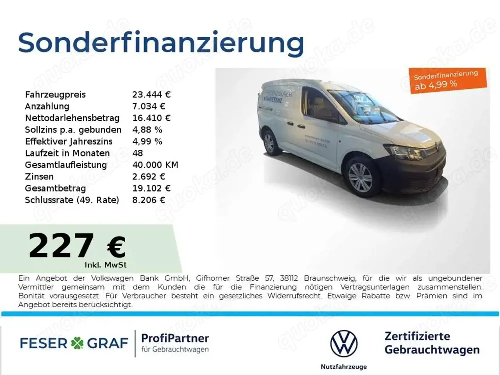Volkswagen Caddy 2.0TDI Cargo AHK PDC Klimaanlage