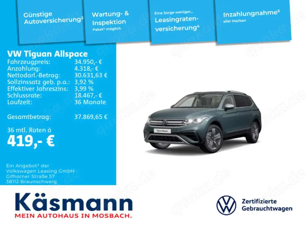 Volkswagen Tiguan Allspace Elegance 2.0TDI 4M AHK PANO DCC