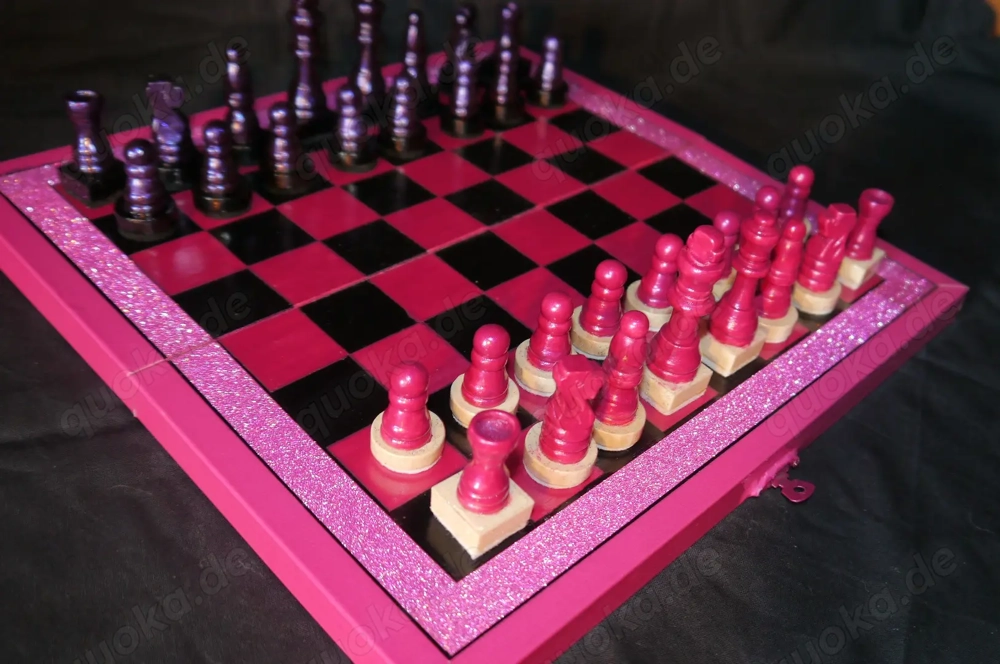 Pink Lady Schachspiel Einmalig Schachfiguren Reiseschachbrett Schachbrett Holz Chess 