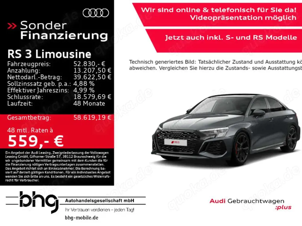 Audi RS3 BO Leder ACC Matrix Kamera Keyle