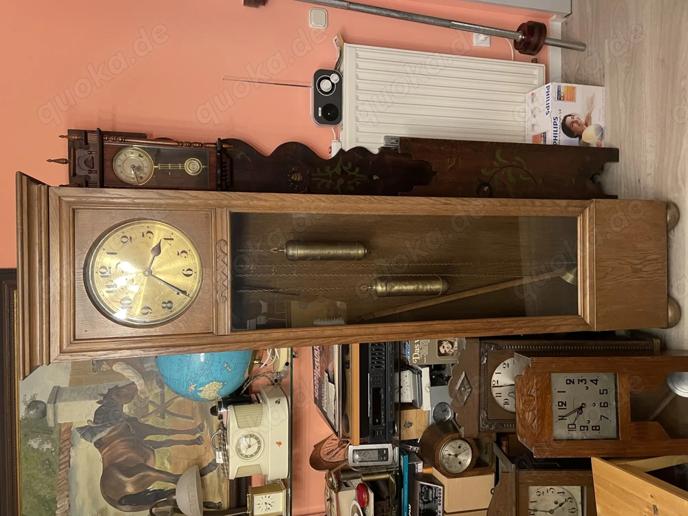 Standuhr Eiche mit Gong um 1900 antik läuft
