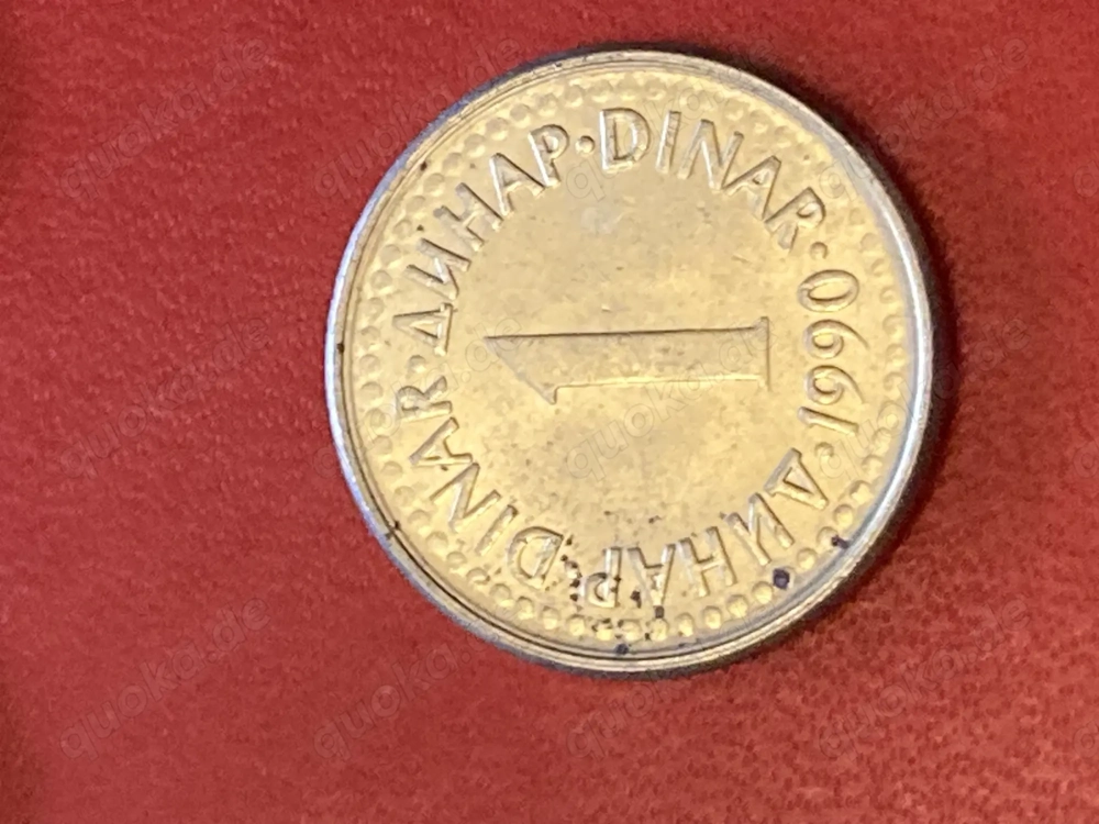 Münze Münzen Umlaufmünze Jugoslawien 1 Dinar 1990