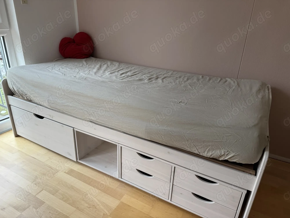 Stauraumbett für Kinder   Jugendliche 90x200 cm weiß 