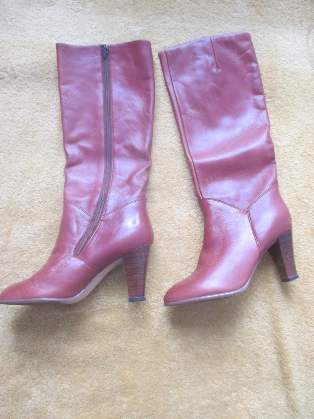 NEU Echt- Leder Langschaft High-Heels Stiefel Boots Salamander Gr. 38  5 cognac hell- braun