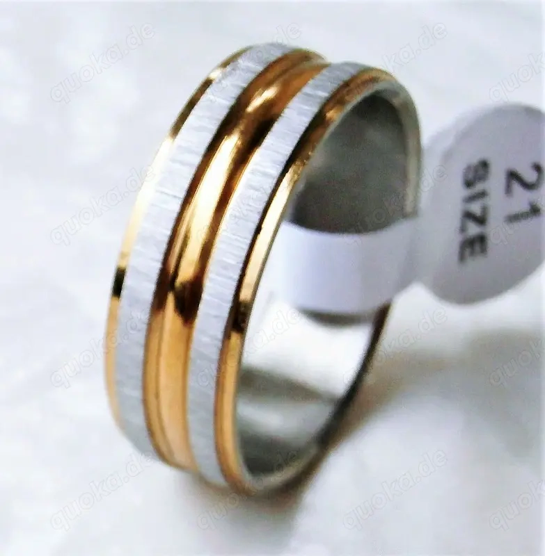 Ring Edelstahl eissilber bicolor Damen Herren NEU