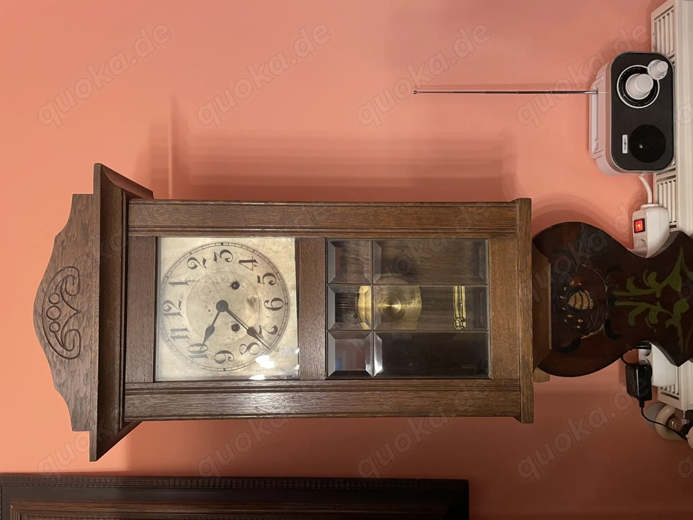 Regulator Wanduhr Antik 1900 mit Schlüssel Jugendstil