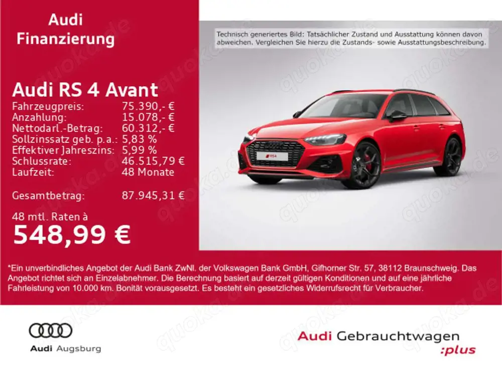 Audi RS4 tiptronic 8-fach bereift