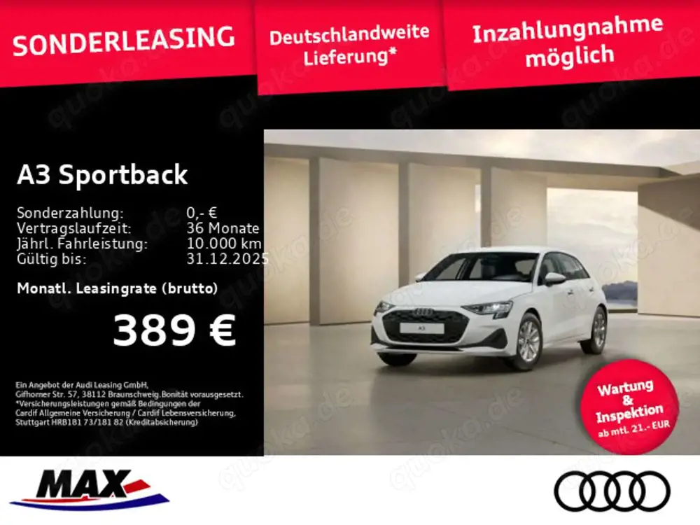 Audi A3 TFSI 110 kW S tronic #FREI-KONFIGUR